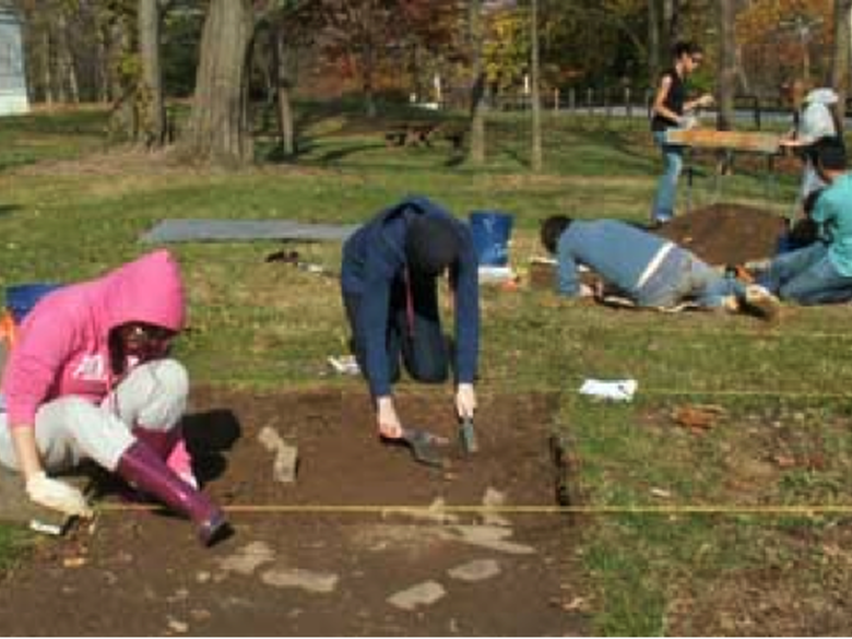 Students at an archeological dig