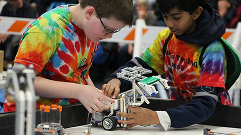 Students participate in First Lego League 