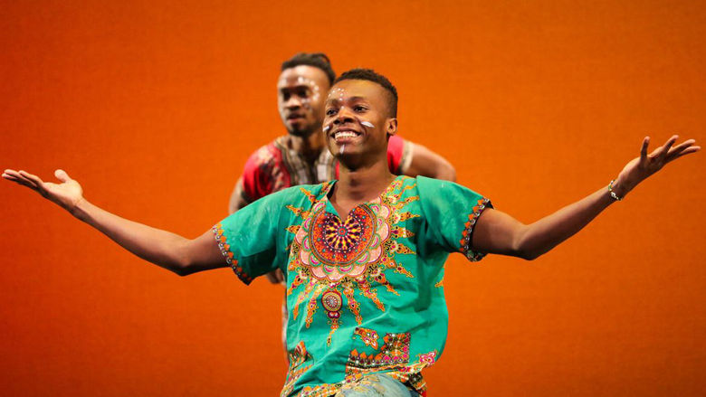 A member of the ZuZu African Acrobats during a performance.