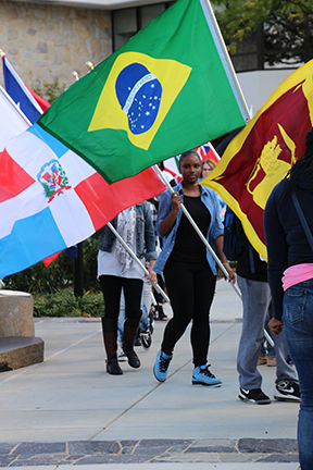 students holding flags during Unity Day