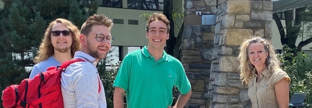 Adult Learners visiting the Welcome Back to Campus swag give-away: Pictured from left to right, Jonathan Leimkuhler, Brian Conklin and Trey Kirkpatrick. 