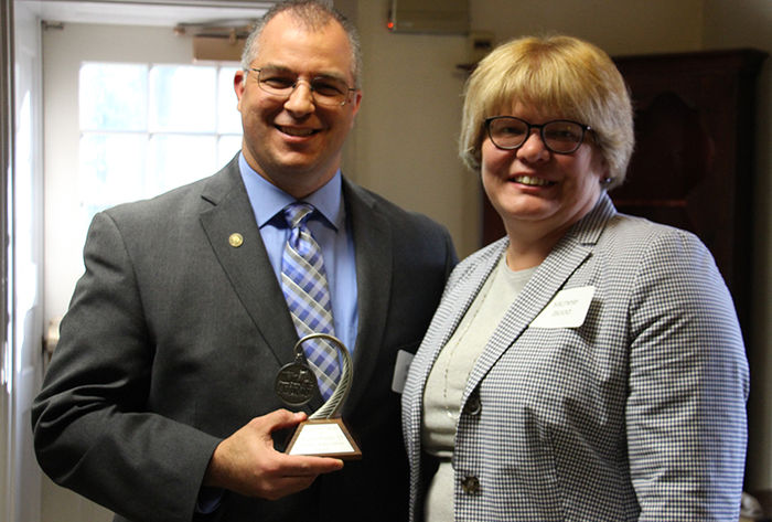Shawn Hinkle with A. Michele Blood, former Alumni Society president