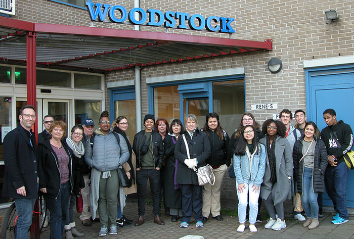 Students in front of the Woodstock Music Festival.