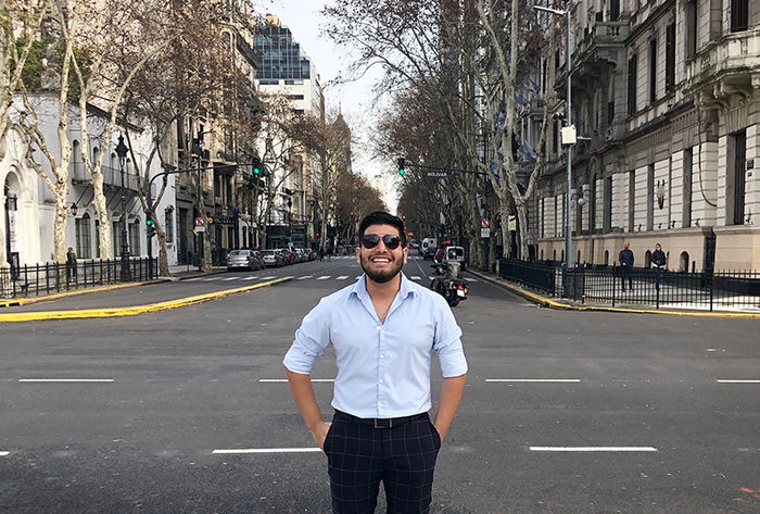 Joshua Flores, a Global Studies student interns in Argentina.