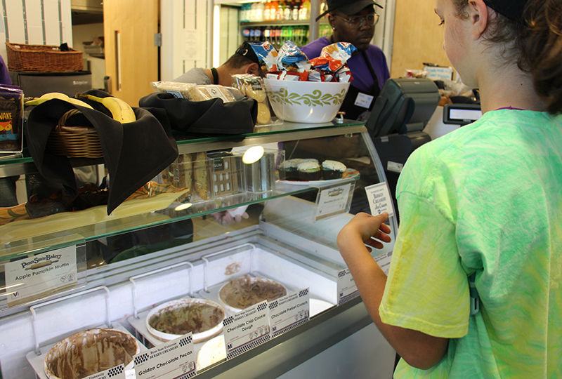 a student orders ice cream at the cyber cafe