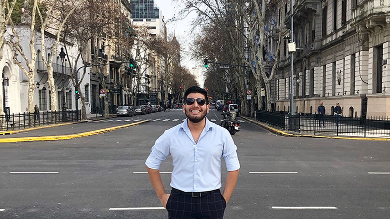 Joshua Flores, a Global Studies student interns in Argentina.