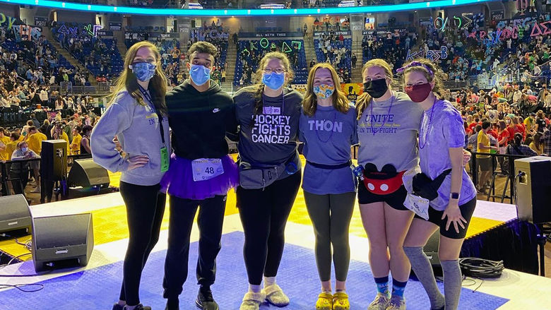 The Penn State Berks dancers on the stage at THON 2022