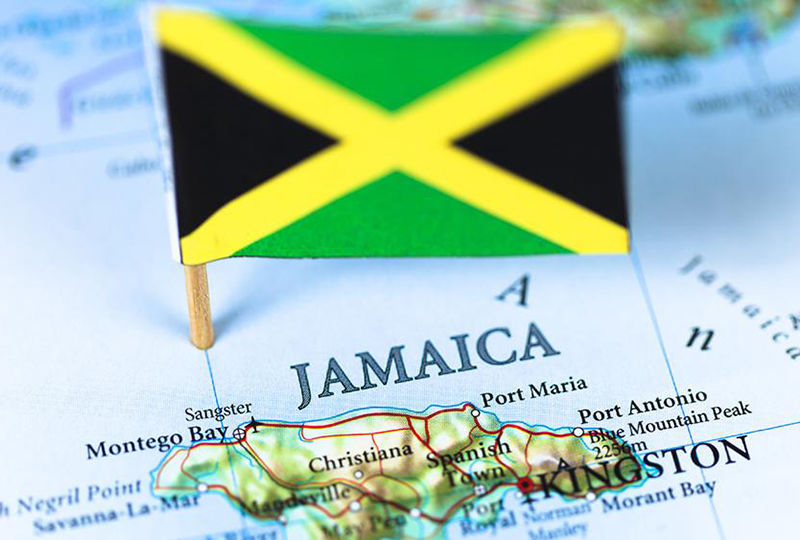 Map of Jamaican with flag