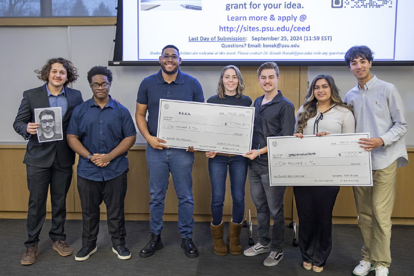 Student winners of the challenge are pictured