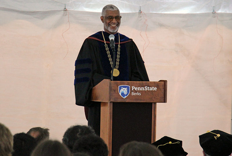 Chancellor George Grant, Jr gives brief remarks during Berks' convocation ceremony.