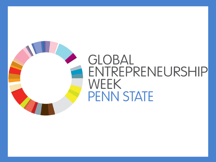 A circle of colors with the words Global Entrepreneurship Week Penn State