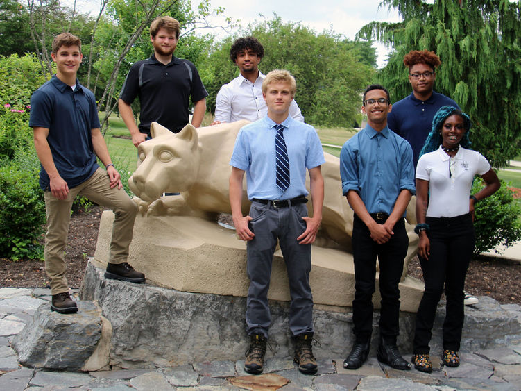 Seven students who received the Lion Stem scholarship