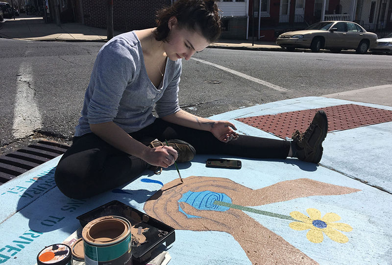 A mural created by Penn State Berks first-year student Eve Donnelly was selected for 12th and Marion Elementary school project.