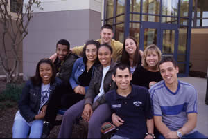 Students outside of the Franco building