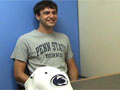 male student wearing Penn State Berks t-shirt