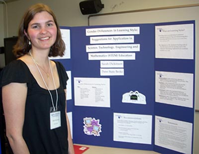 Female student with her research display