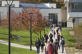 students walk to class